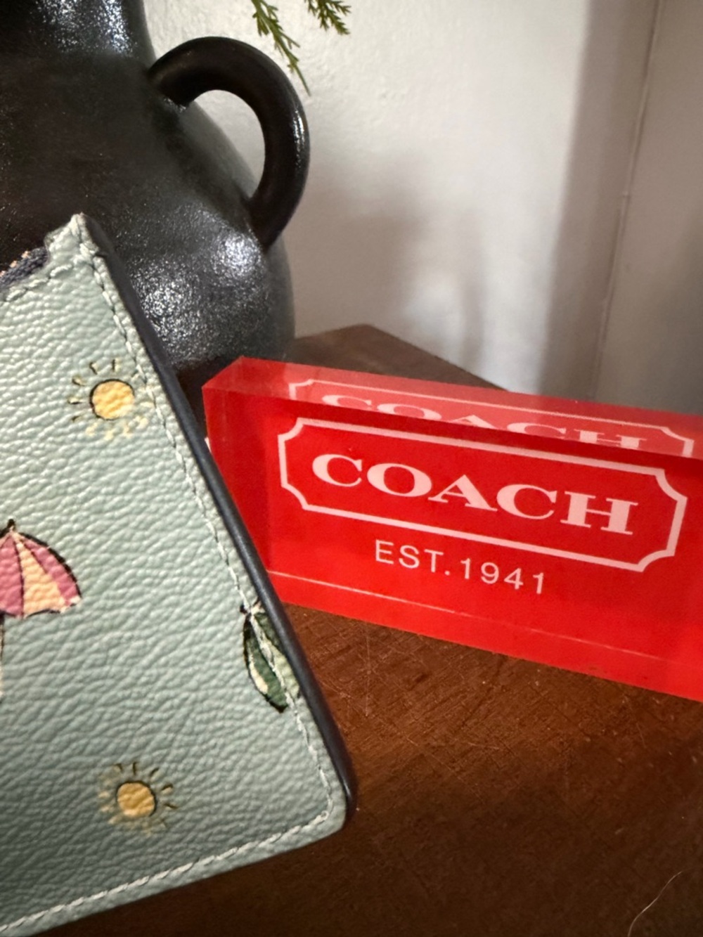 Coach Beach Umbrella Mini Skinny ID Card Case with Keyring - Picture 5 of 8